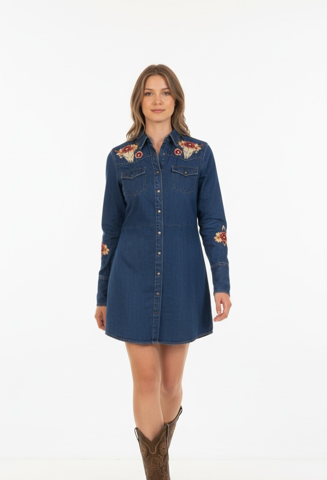 Vestido stetson dama mezclilla calavera